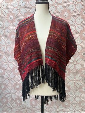 Handcrafted boho woven poncho wrap